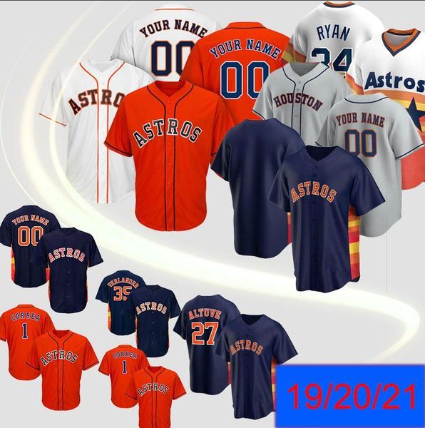 

college wear 2020 27 jose altuve 2 alex bregman craig biggio nolan ryan carlos corre george springer custom men custom baseball jerseys, Black