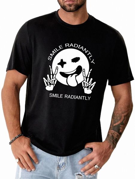 

men's t-shirts men letter & cartoon graphic tee y73o#, White;black