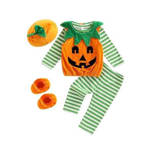 

special occasions hallowween toddler baby girl clothing set pants suit long sleeve pumpkin print loose casual hat baby s clothing 220905, Blue