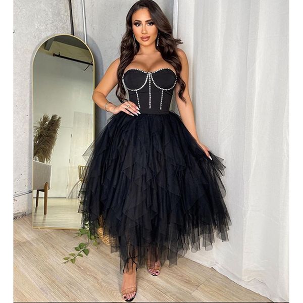 

off shoulder women lady princess dresses gauze sweet party queen designer runway fashion show ball gown dress YS30220, Black