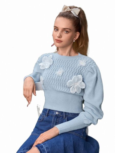 

women's sweaters mod appliques gigot sleeve sweater f7ig#, White;black