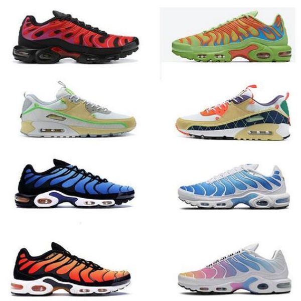 

2021 mens tn plus running shoes green triple black white rainbow hyper blue supernova brushstroke camo men trainers 90 sports sneakers
