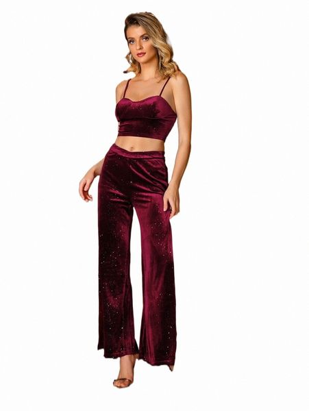 

women's pants & capris double crazy solid velvet wide leg pants d7ct#, Black;white