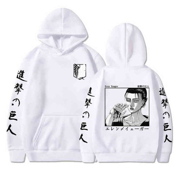 

hoodies hoodie japanese anime attack on titan men eren yeager harajuku cartoon hoody sweatshirts male y0802, Black