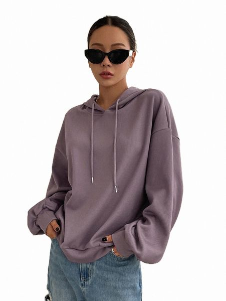 

women's hoodies & sweatshirts dazy drop shoulder drawstring hoodie x7t9#, Black