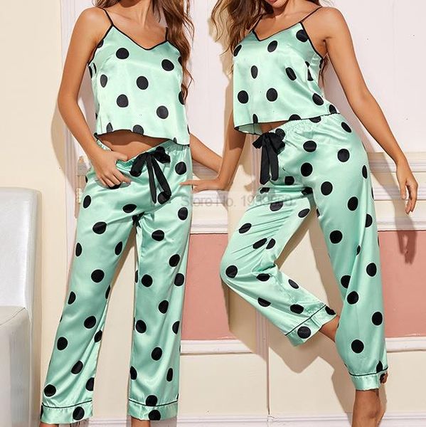 

women outfits pajamas pour femme sleepwear polka dot nightwear v-neck sling amp, Black;red