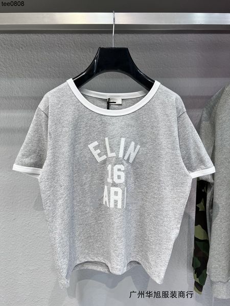

correct celinss tee home 22 summer new 16 letter embroidered short sleeve 16 letter embroidered t-shirt soft and comfortable, White