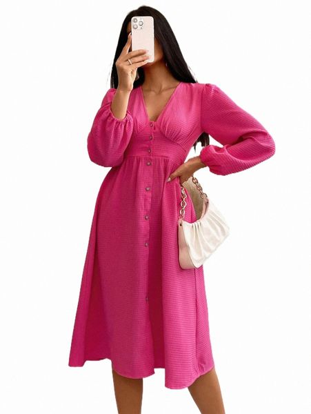 

casual dresses lantern sleeve button front a-line dress l9l5#, Black;gray