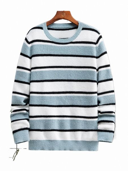

men's sweaters men striped pattern colorblock sweater x5hu#, White;black