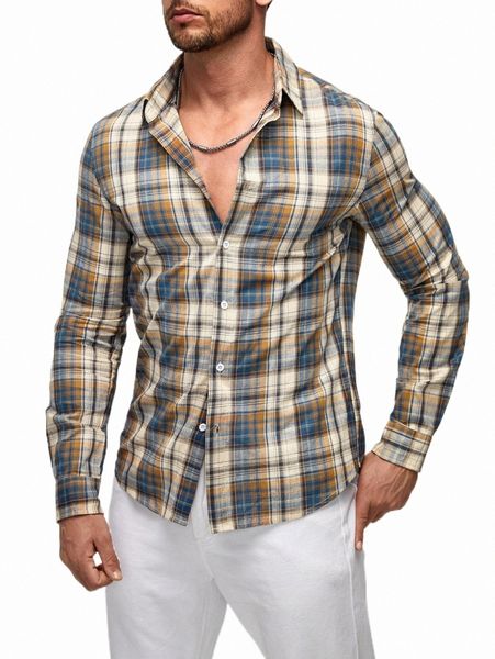 

men's casual shirts men tartan print shirt 2022 new b0yo#, White;black