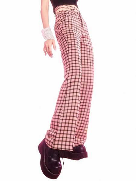 

women's pants & capris high waist tie back plaid pants s4us#, Black;white