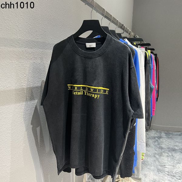 

spring and summer tee high version b home front therapy letter print pullover round neck loose men's and women's same t shirt shor, White;black