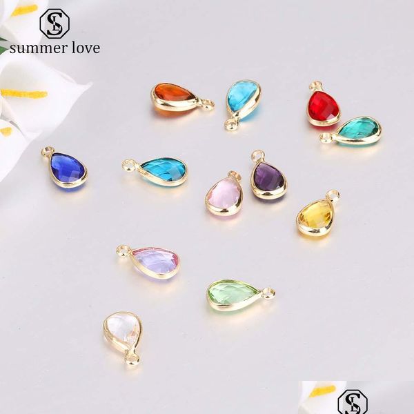 

charms 12 color mixed style rhinestone waterdrop glass pendant charm for necklace bracelet 75mmx140mm diy jewelry drop del bdejewelry dhc1y, Bronze;silver