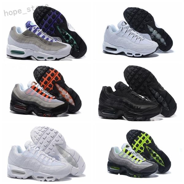 

designer 95 og mens runnin shoes 95s gold bred gym red laser fuchsia gradient white blue classic black men sports sneakers a199190m, Black;brown