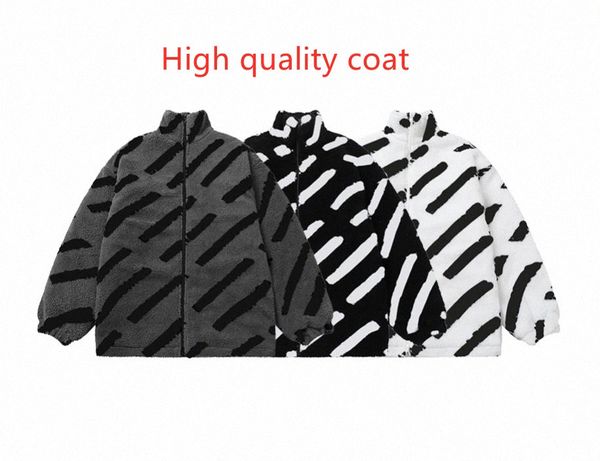 

men's jackets designer men thich jackets classic letter logo padded loose wool lamb jacket long sleeve casual coats winter fashion wome, Black;brown