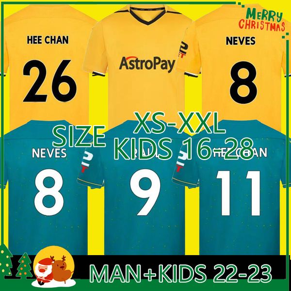 

22 23 soccer jerseys white wolverhampton football shirts adama kilman semedo raul neto neves 2022 2023 wanderers j.otto podence gibbs wolves, Black;yellow