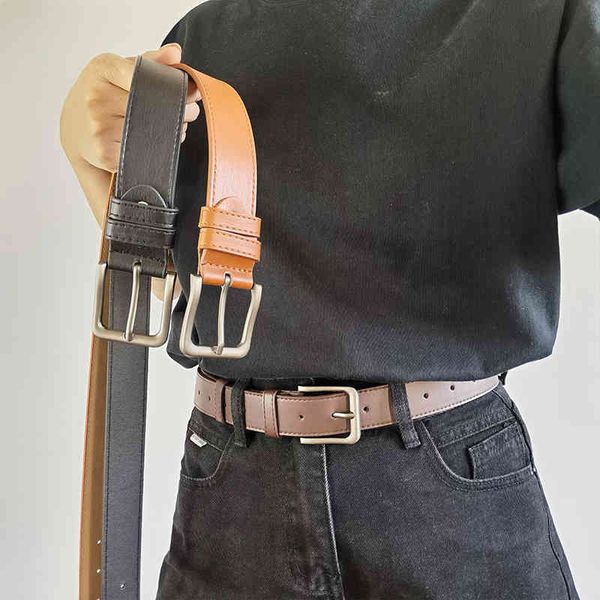 

belts pin buckle belt men's simple design with jeans black youth korean version fashion pu ijux, Black;brown