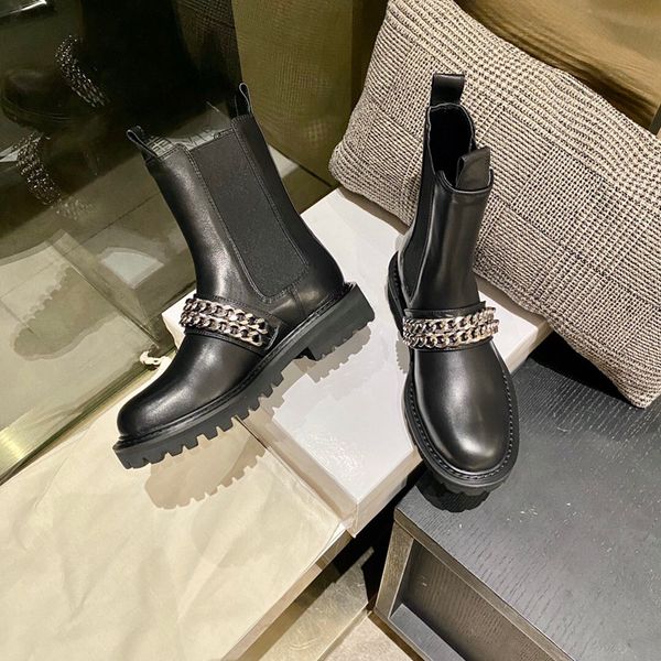 

terra boots big chain decoration women bottes black half shoes luxury machel boots winter outdoor flats shoe boots designer woman booties