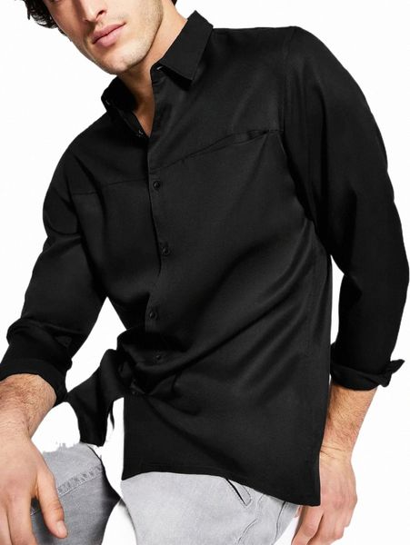 

men's casual shirts men solid button front shirt 23tg#, White;black