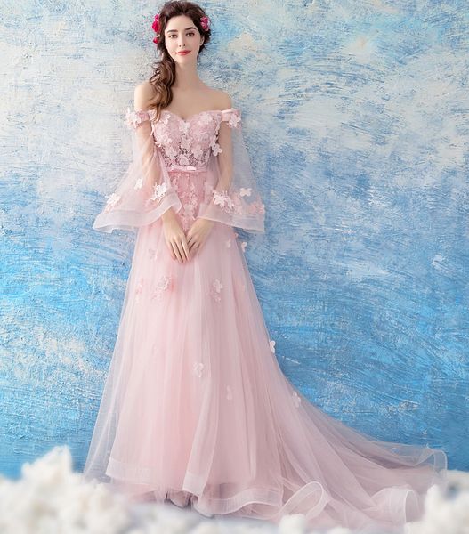 

2023 ball gown evening dresses long sleeves beads lace appliqued prom gowns crystal, Black;red