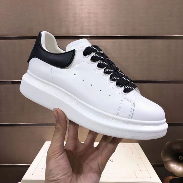 

men smooth calfskin leather oversized designer casual shoes women in white/black lace-up sneaker