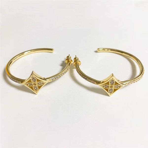 

2022 luxury designer hoop brand colorful gem earrings letters women's party wedding couple gifts jewelry 925 silver a283h, Golden;silver