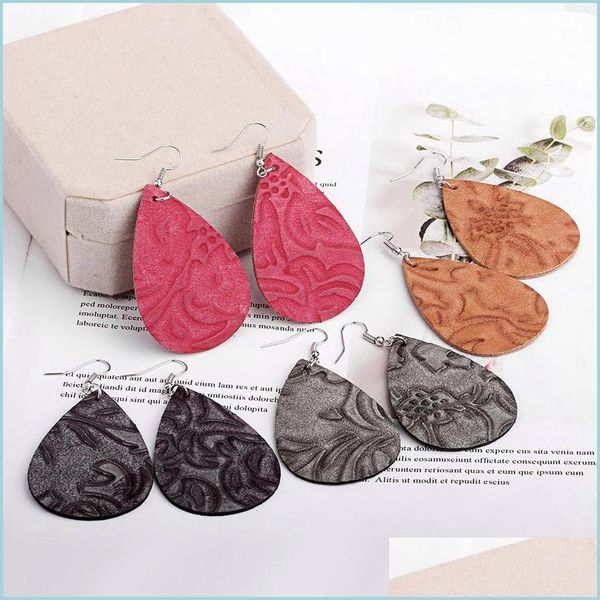

dangle chandelier 2021 fashion leather dangle earrings for women boho anaglyph charm teardrop statement snake drop earrin mjfashion dhmsx, Silver