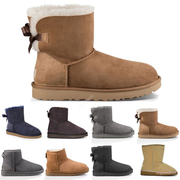 

sell designer classical snow boots mini u5854 women kids snowshoes keep warm noot latest fashion sheepskin cowskin genuine leather plush boo, Black