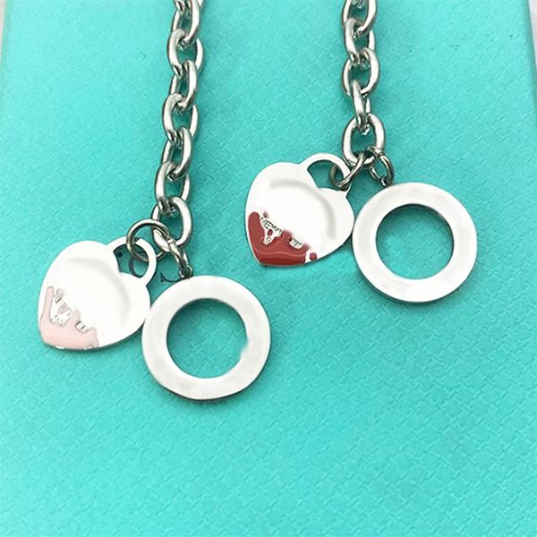

heart bracelets women couple stainless steel link chain on hand blue pink green fashion jewelry valentine day gift for girlfriend 234p, Black