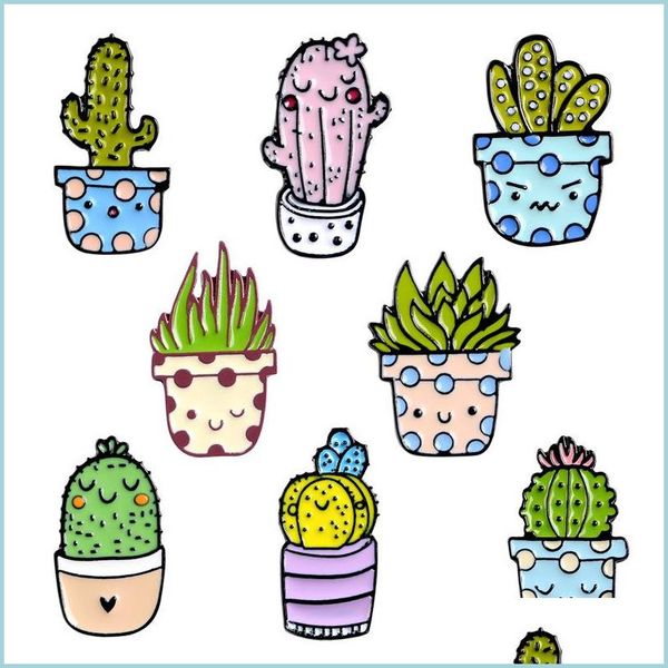 

pins brooches cute alloy plant brooches 8 styles potted enamel pins custom cactus aloe shirt bag catoon badge natural jewel sexyhanz dhu2b, Gray