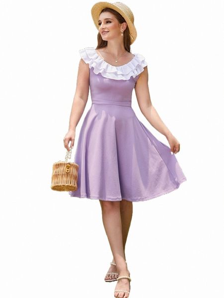 

casual dresses 1pc contrast layered ruffle trim dress g6kj#, Black;gray