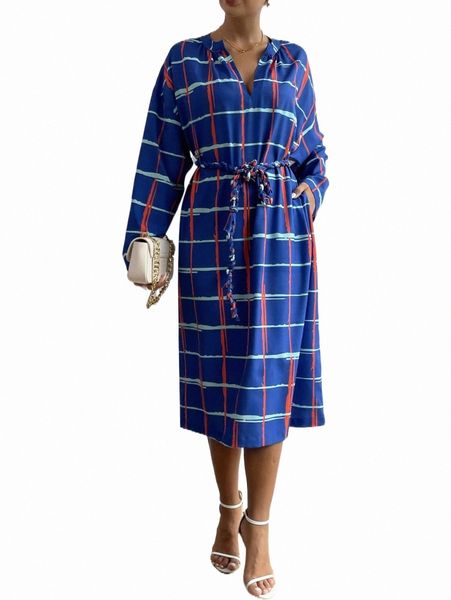 

casual dresses plaid drop shoulder belted shirt dress 10sa#, Black;gray