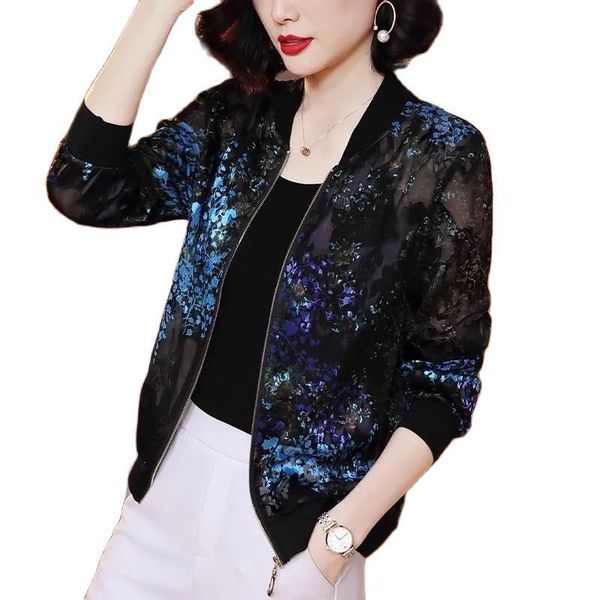 

women s jackets sunscreen jacket women short coat spring summer long sleeved thin windbreaker female 6xl print cardigan outwear w13 220905, Black;brown