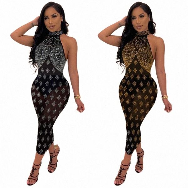 

casual dresses black rhinestones perspective zipper slim fit dress nightclub clothes bright bodysuit one-piece party dresses casual s9li#, Black;gray