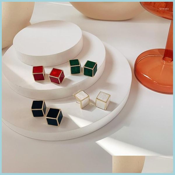 

stud stud korean fashion simple sier needle earring for women geometric square ladys party ladies jewelry giftstud farl22 drop delive dhkvm, Golden;silver