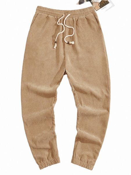 

men's pants men drawstring waist corduroy pants n0qc#, Black