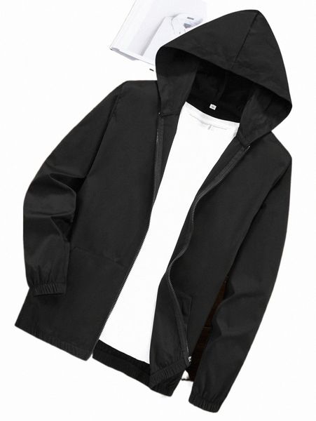 

men's jackets men slant pockets hooded jacket without tee 86rw#, Black;brown