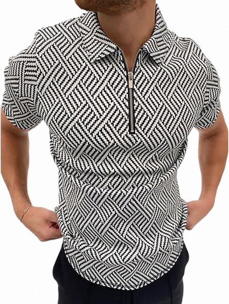 

men's polos extended sizes men allover print half zip polo shirt 28q3#, White;black