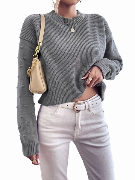 

women's sweaters popcorn knit drop shoulder sweater 41xi#, White;black