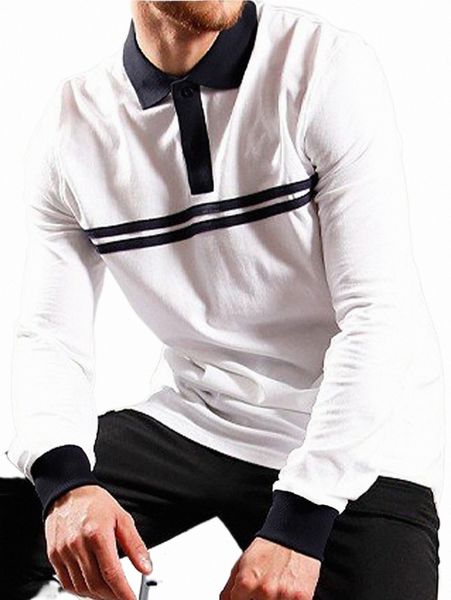 

men's polos men contrast panel polo shirt 2022 new 87ja#, White;black