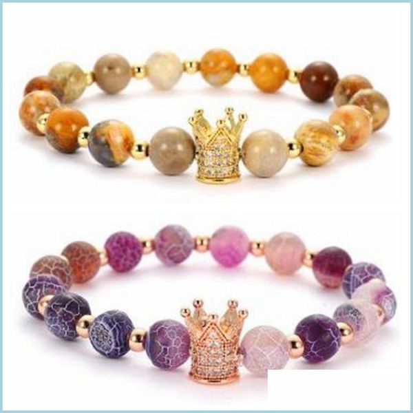 

beaded strands fashion weathered granite beads bracelet zircon crown charms friendship bracelets for women gift chr carshop2006 dhvvn, Black
