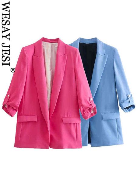 

suit wesay jesi 2022 fashion commuter solid color rose red and blue blazer jack, White;black