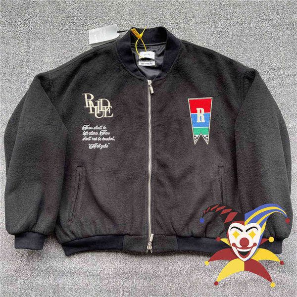 

men's jackets rhude vintage floral letter embroidered wool baseball jacket men women 1 uniform outwear coat, Black;brown
