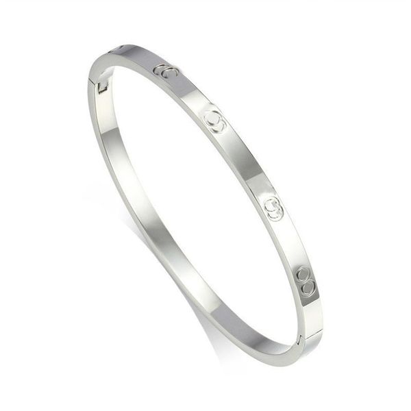 

women lovers bracelet silver gold bangles men luxury designer jewelry titanium steel couple simple fashion diamond custom 6mm cuff brac238i, Golden;silver