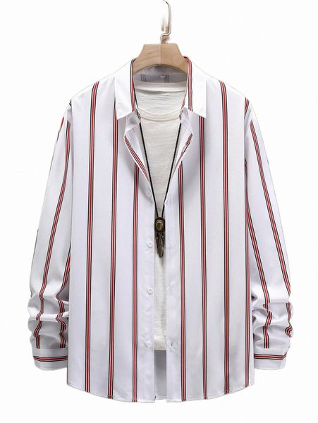 

men's casual shirts men vertical striped shirt without tee s9le#, White;black