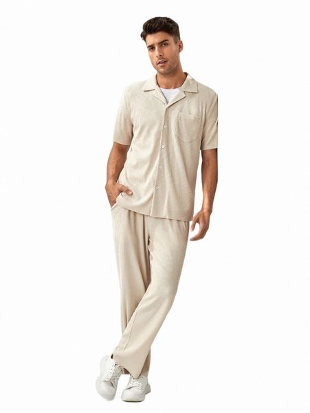 

men's tracksuits men pocket front shirt & pants 32nf#, Gray