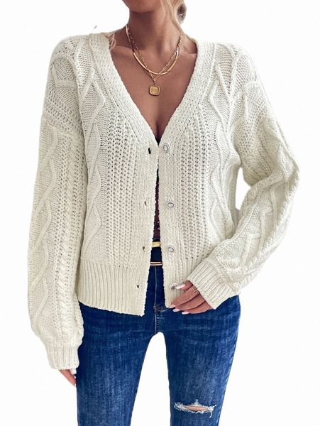 

women's sweaters button front drop shoulder cardigan x0lb#, White;black
