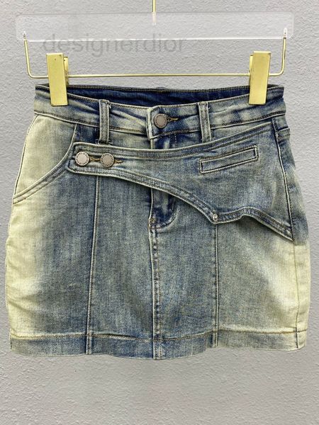 

skirts designer washed old jeans skirt 22 summer new versatile slim hip wrap skirt anti fade double-layer short pants 9jne, Black