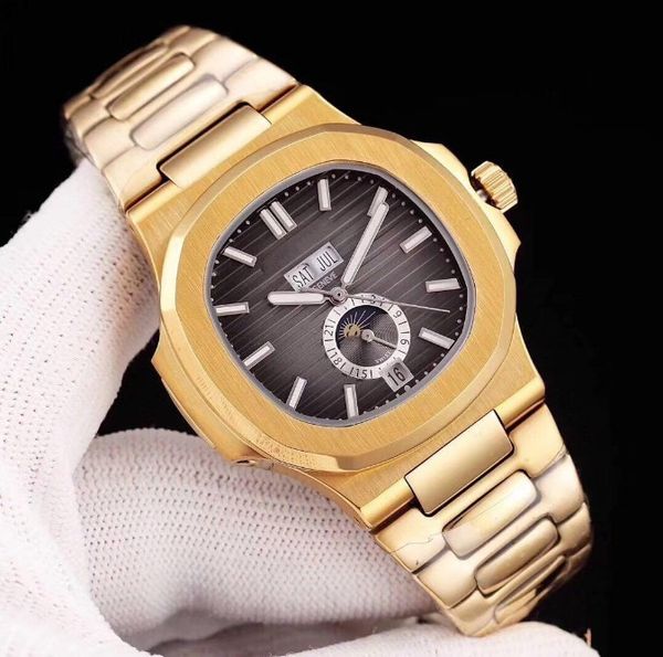 

nautilus series watch high-end men's mechanical watches sports series sun moon and stars function 40mm size, Slivery;brown