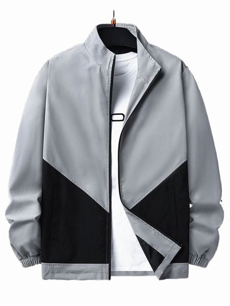 

men's jackets men two tone zip up coat without tee n8rg#, Black;brown